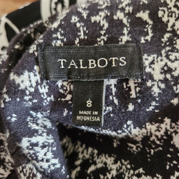 Talbots Black White Geometric Pattern Ponte Sheath Dress Women’s Size 8 Stretch - Picture 4 of 5